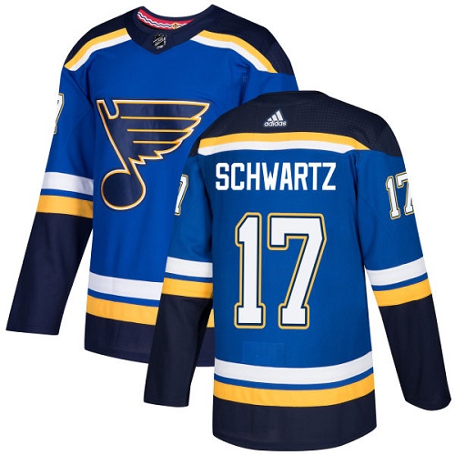 Adidas Blues #17 Jaden Schwartz Blue Home Authentic Stitched NHL Jersey